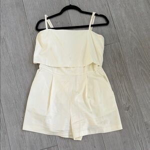 Club Monaco Women’s Cream Strapless Romper with Spaghetti Straps